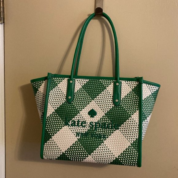 kate spade Handbags - Kate Spade Ella Gingham Green Tote Bag NWT